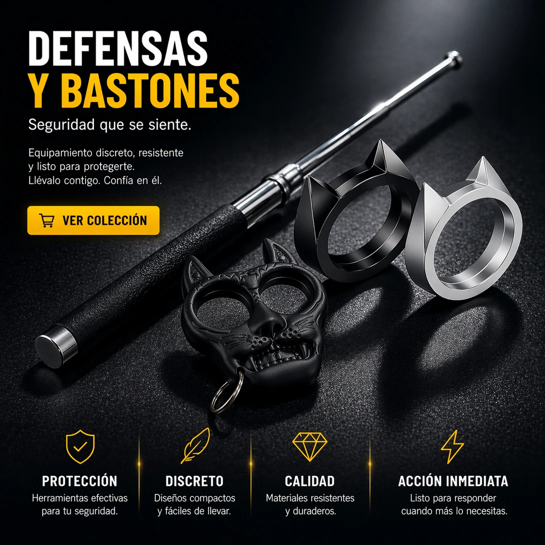 Bastón de defensa extensible colocado sobre una superficie