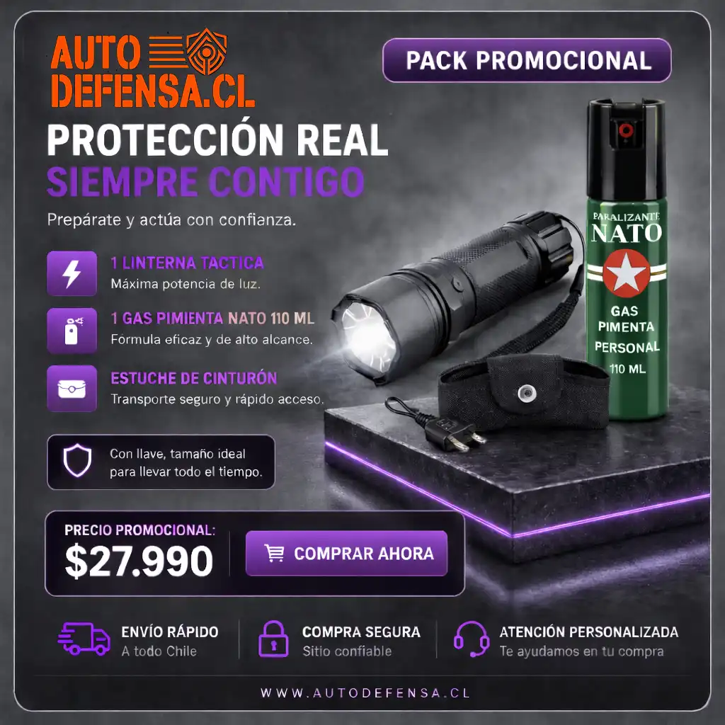 Mano sosteniendo un spray de defensa personal