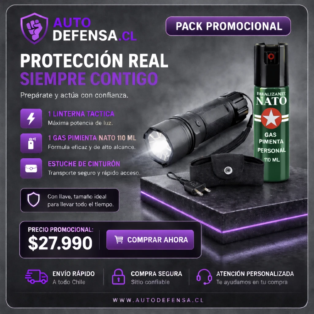 Mano sosteniendo un spray de defensa personal